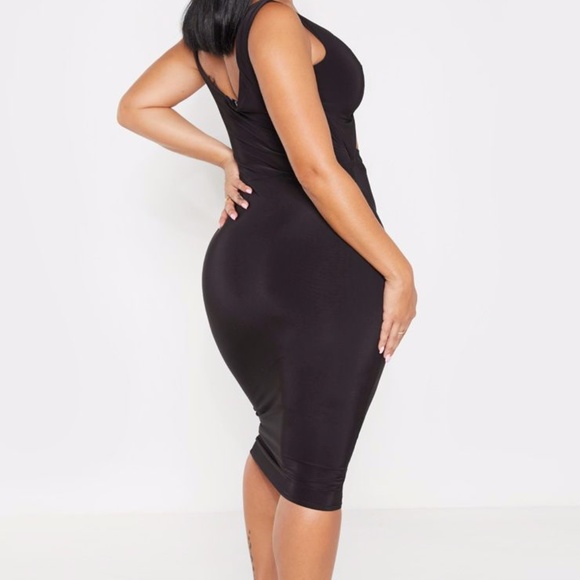 Black Twist Front Cut Out Midi Dress - Picture 3 of 4